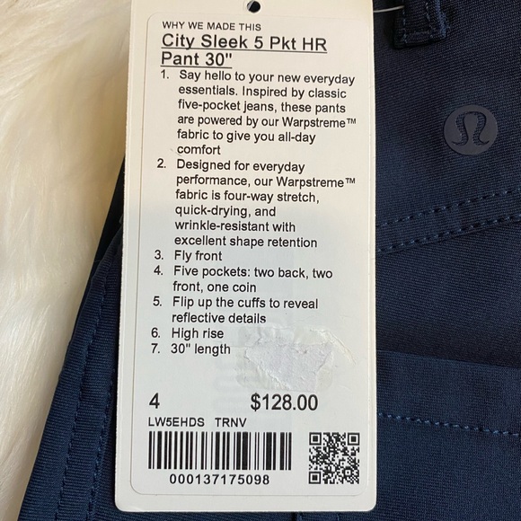 Lululemon City Sleek 5 Pocket Pant 30" Navy - Picture 3 of 7